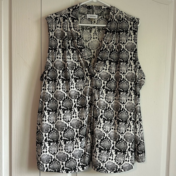 Calvin Klein Tops - CALVIN KLEIN snakeprint sleeveless blouse